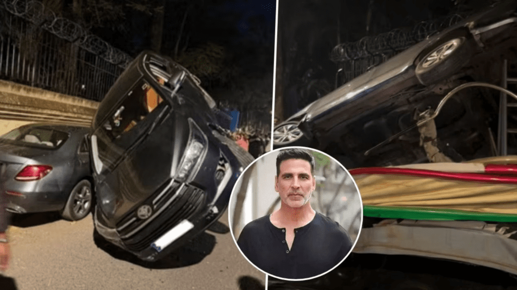 ನಟ ಅಕ್ಷಯ್ ಕುಮಾರ್ ಕಾರು ಭೀಕರ ಅಪಘಾತ: ನಜ್ಜುಗುಜ್ಜಾದ ಆಟೋ